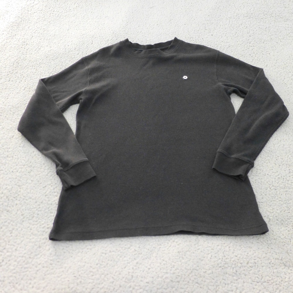 South Pole Mens Medium Thermal Long Sleeve Shirt Black Waffle Knit Casual